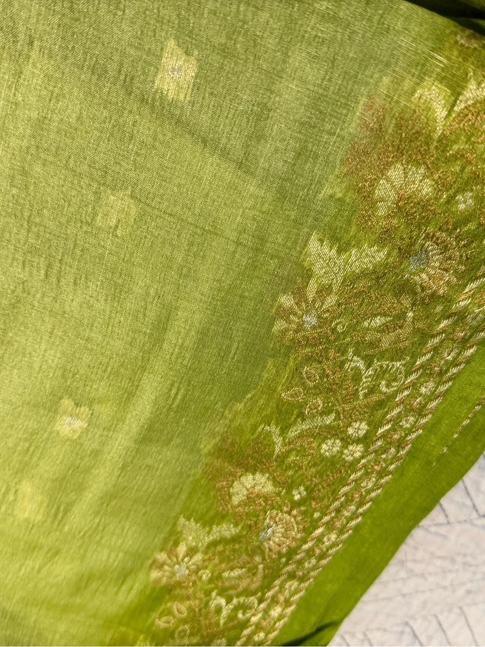 Light Green Embroidered Women’s Saari new silk